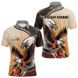 Maxcorners Custom Eagle Bowling Jerseys With Names, Orange Eagle Bowling League Men Polo Shirts