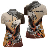 Maxcorners Custom Eagle Bowling Jerseys With Names, Orange Eagle Bowling League Men Polo Shirts