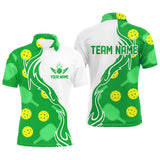 MaxCorners Pickleball And Paddles Green And White Customized Name, Team Name 3D Polo Shirt For Men