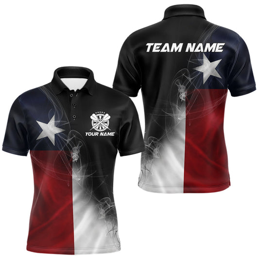 Maxcorners Custom Smoke Flame Texas Flag Patriotic Darts Shirt For Men, Dart League Team Jerseys IPHW10631 LM2901