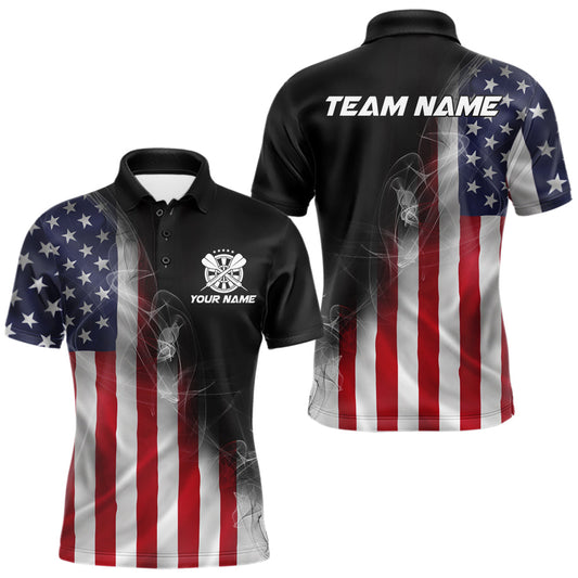 Maxcorners Custom Smoke Flame US Flag Patriotic Darts Shirt For Men, American Dart Team Jerseys LM2901
