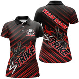 Maxcorners Custom Black And Red Flame Strike Bowling Shirts For Men, Bowling League Bowling Uniform