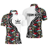 Maxcorners Custom Christmas Bowling Polo Shirts Skull Team Bowling Jerseys Christmas Gifts For Bowlers