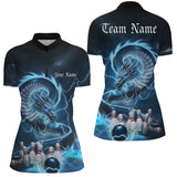 Maxcorners Custom Black And Blue Thunder Lightning Dragon Bowling Polo Shirts For Men Bowling Jerseys