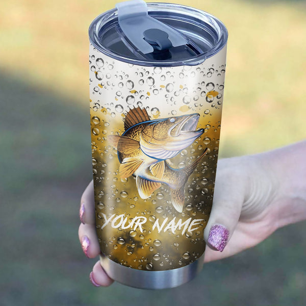 Maxcorners Walleye Fishing Tumbler Customize Name Stainless