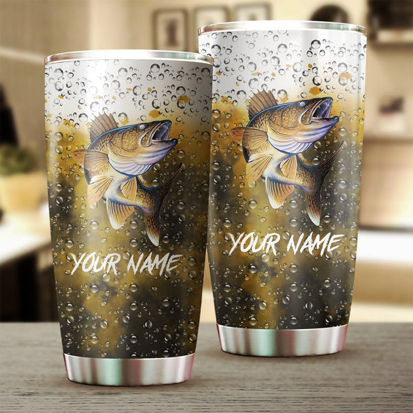 Maxcorners Walleye Fishing Tumbler Customize Name Stainless