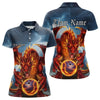 Maxcorners Custom Blue Thunder Lightning Flame Dragon Bowling Polo Team Shirts For Men And Women