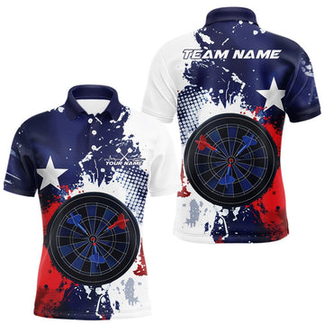 Maxcorners Custom Grunge Texas Flag Dart Multi Styles Shirts For Dart Players, Texas Dartboard Darts Jerseys