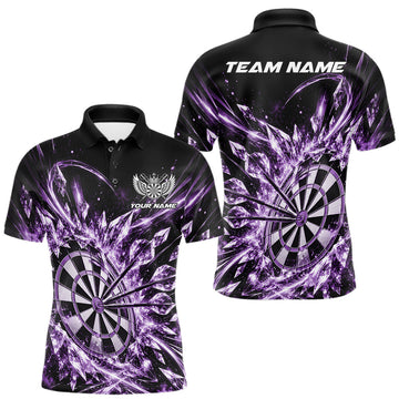 Maxcorners Icy Purple Custom Crystal Ice Dart Team Men Polo Shirt, Dart Jersey Dart Gift