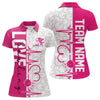 Maxcorners White And Pink Custom Love Bowling Polo Shirts, Valentines Couple Bowling Jerseys