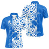 Maxcorners Blue Bowling Heartbeat Pulse Line Custom Valentines Day Bowling Polo Shirts
