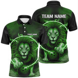 MaxCorners Bowling And Pins Lion  Customized Name, Team Name 3D Polo Shirt Unisex