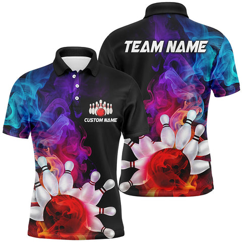 Maxcorners Smoke Bowling Colorful Customized Name And Team Name 3D Shirt