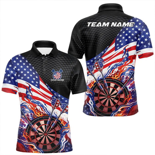 Maxcorners Custom Patriotic Dart Multi Styles Shirts For Men, Women And Kids, US Flag Flame Dartboard Dart Team Jerseys LM0901