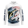 Maxcorners Personalized American Flag Bass Long Sleeve Fishing Shirts, Patriotic Bass Fishing Jerseys LM0201