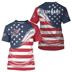 Maxcorners Custom American Flag Patriotic Pickleball Polo Shirts For Men, US Pickleball League Shirt