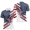 Maxcorners Custom US Flag Patriotic Pickleball Polo Shirts For Men, Pickleball Ball With Wings Shirt