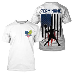 Maxcorners Custom American Flag Patriotic Pickleball Polo Shirts For Men, Love US Pickleball League Shirt