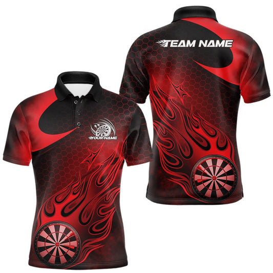 Maxcorners Custom Black And Red Flame Dartboard Darts Team Shirts, Dart Tournament Outfits Dart Jerseys For Players LM0901