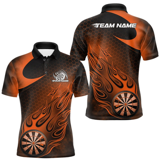 Maxcorners Custom Black And Orange Flame Dartboard Darts Team Shirts, Dart Tournament Outfits Dart Jerseys For Players LM0901