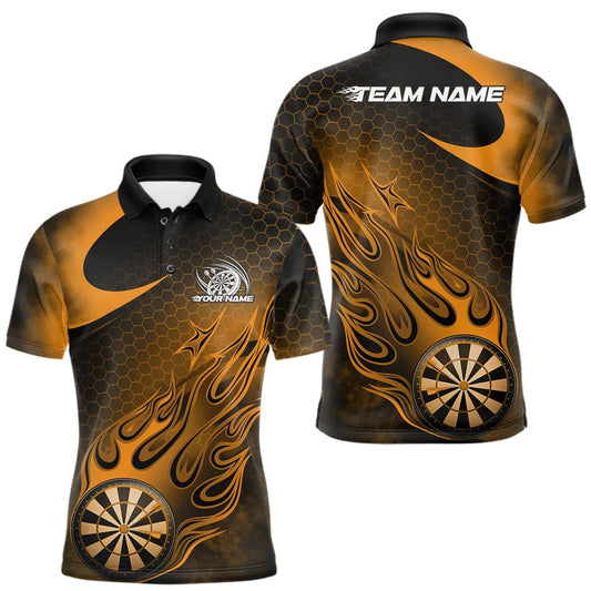Maxcorners Custom Black And Yellow Flame Dartboard Darts Team Shirts, Dart Tournament Outfits Dart Jerseys For Player LM0901