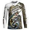 Maxcorners Custom Bass Fishing Jerseys, Largemouth Bass Long Sleeve Fishing League Shirts | Grass Camo LM0201