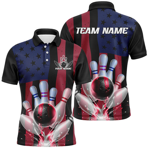 Maxcorners American Flag Custom Bowling Shirts For Men And Women, Patriotic Bowling Tournament For Bowling Team