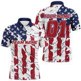 Maxcorners Bowling Ball And Pins American Flag Patriotic White Customized Name, Team Anme 3D Polo Shirt