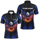 Maxcorners Bowling Ball And Pins Eagle Blue Pattern Customized Name, Team Anme 3D Polo Shirt