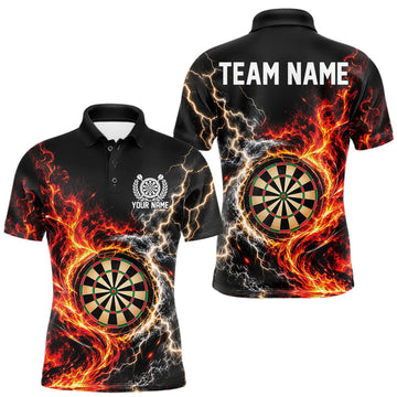 Maxcorners Flame And Lightning Dart Men Polo Dart Team Jersey With Custom Name