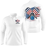 Maxcorners American Flag Patriotic Custom Pickleball Polo Shirts For Men, Personalized Pickleball Outfits