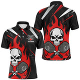 Maxcorners Custom Red Flame Pickleball Shirts For Men, Skull Pickleball Jerseys For Team