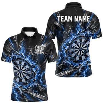 Maxcorners Blue Lightning Dartboard Custom Dart Men Polo Shirt, Dart Team Jersey Dart Gift LM1910