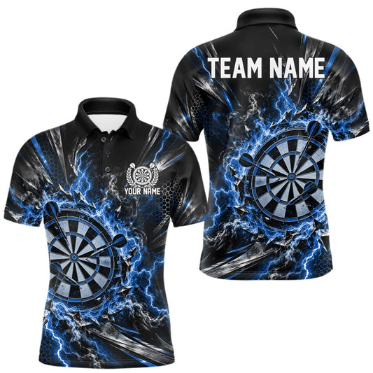 Maxcorners Blue Lightning Dartboard Custom Dart Men Polo Shirt, Dart Team Jersey Dart Gift LM1910