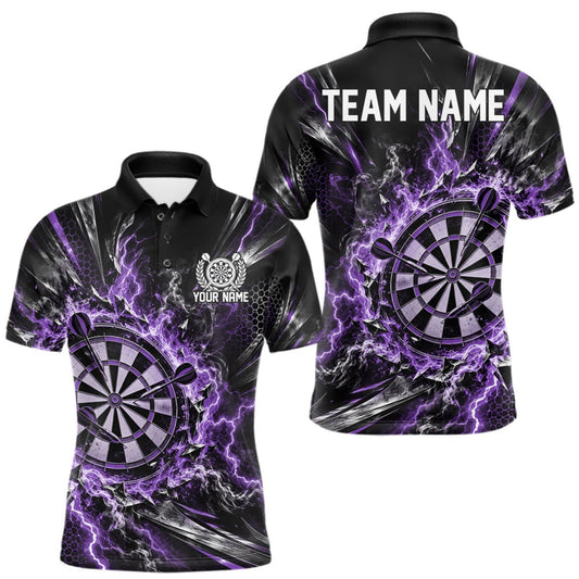 Maxcorners Purple Lightning Dartboard Custom Dart Men Polo Shirt, Dart Team Jersey Dart Gift LM1910
