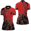 Maxcorners Black And Red Custom Tribal Flame Bowling Shirts For Men, Bowling Team Shirt Bowler Jersey