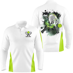 Maxcorners Custom Watercolor Pickleball Polo Shirts, Men'S Pickleball Outfits Pickleball Gifts | Green