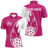 Maxcorners Custom Pink Flame Pickleball Shirts For Men, Pickleball Team Uniform Men'S Outfit