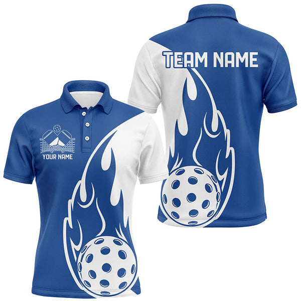 Maxcorners Custom Blue Flame Pickleball Shirts For Men, Pickleball Team Uniform Men'S Outfit