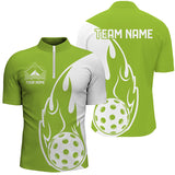 Maxcorners Custom Green Flame Pickleball Shirts For Men, Pickleball Team Uniform Men'S Outfit