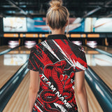 Maxcorners Custom Black And Red Cobra Snake Bowling Jerseys, Bowling Team Polo Shirts For Men LM1202
