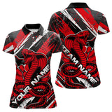 Maxcorners Custom Black And Red Cobra Snake Bowling Jerseys, Bowling Team Polo Shirts For Men LM1202