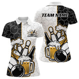 Maxcorners Custom Funny Bowling And Beer Team Bowling Polo Shirts For Men, Bowling Pattern Shirt LM113