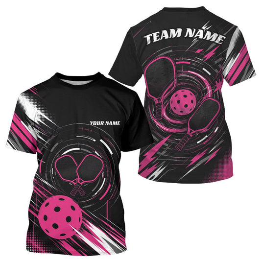Maxcorners Custom Back And Pink Pickleball Team Men T-Shirts, Pickleballer Jersey LM0609