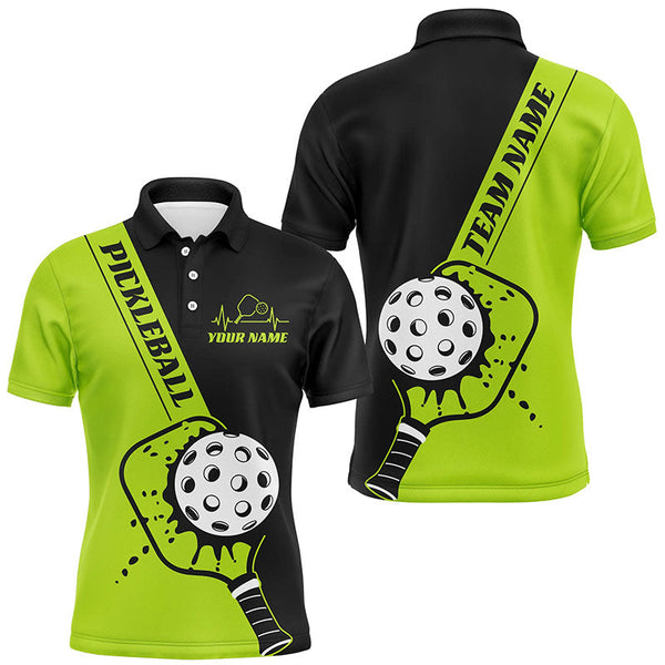 Maxcorners Black And Green Custom Pickleball Team Shirts For Men, Pickleball Jersey Men'S Pickleball Outfit