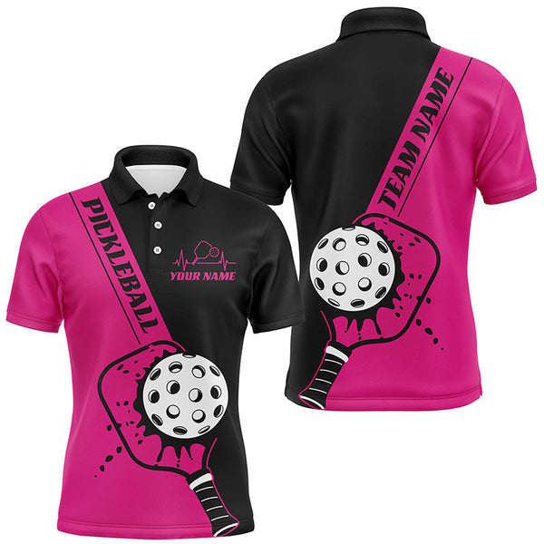 Maxcorners Black And Pink Custom Pickleball Team Shirts For Men, Pickleball Jersey Men'S Pickleball Outfit