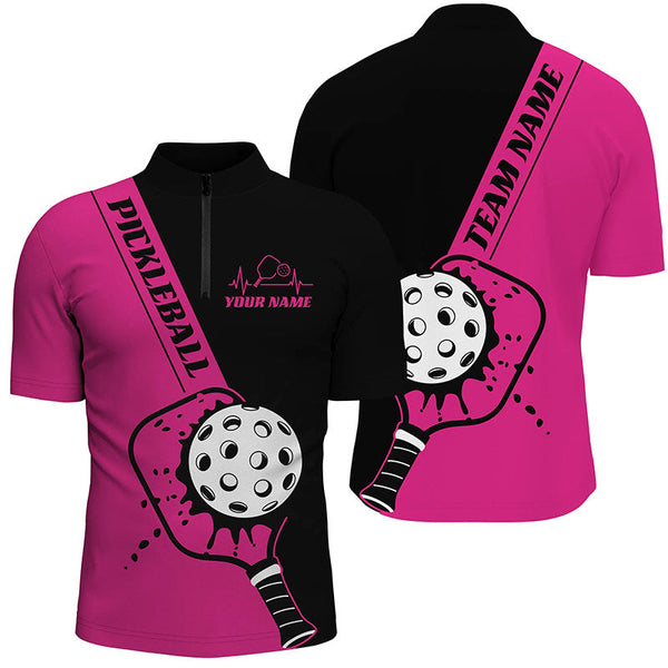 Maxcorners Black And Pink Custom Pickleball Team Shirts For Men, Pickleball Jersey Men'S Pickleball Outfit