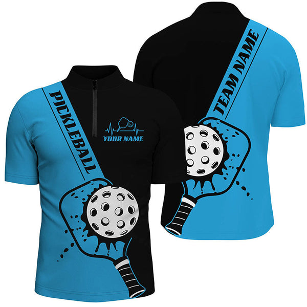 Maxcorners Black And Blue Custom Pickleball Team Shirts For Men, Pickleball Jersey Men'S Pickleball Outfit