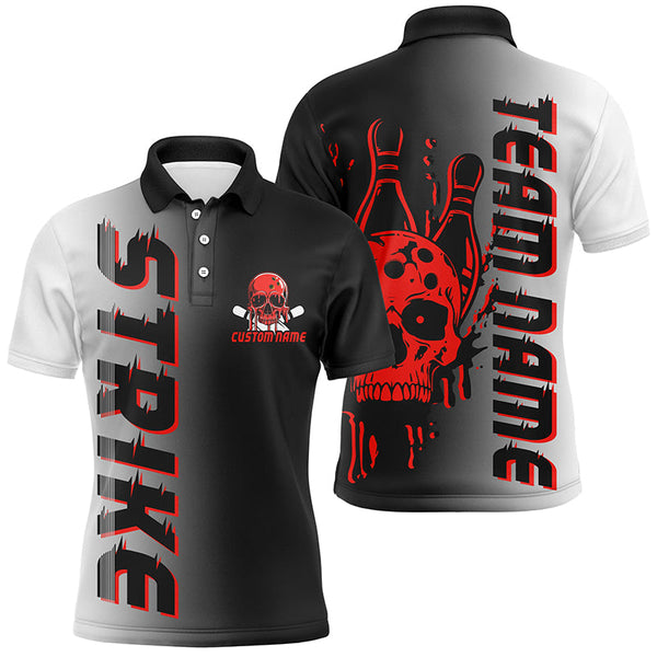 Maxcorners Custom Strike Bowling Team Shirts For Men And Women, Skull Bowling Jerseys With Team Name | Red