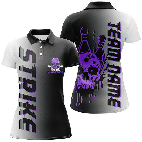 Maxcorners Custom Strike Bowling Team Shirts For Men And Women, Skull Bowling Jerseys With Team Name | Purple